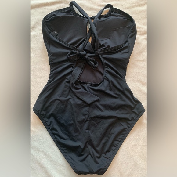 NEW La Blanca Island Goddess High Neck One Piece Swimsuit Black Size 12 - Picture 12 of 14